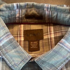 St. John's Bay Men's Casual Plaid Shirt - Blue and Tan